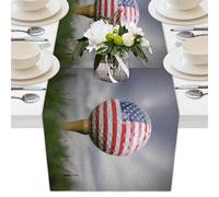 Mexpekil Runner da tavolo con palline da golf con bandiera americana, 33 x 228 cm, in poliestere, per tavoli da pranzo, matrimoni, feste