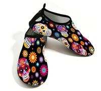 Mexpekil Scarpe da acqua messicane con teschio di zucchero per donne e uomini, ad asciugatura rapida, antiscivolo, a piedi nudi, Fiore messicano di teschio di, 38.5/39.5 EU