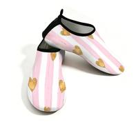 Mexpekil Scarpe da acqua rosa a righe dorate a forma di cuore per donne e uomini ad asciugatura rapida antiscivolo scarpe da acqua a piedi nudi, Cuore D'amore Dorato Strisce Rosa, 42.5/43 EU