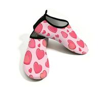 Mexpekil Scarpe da spiaggia da donna e uomo, antiscivolo, a piedi nudi, ad asciugatura rapida, calzini da acqua traspiranti per surf in piscina, Cuori rossi., 41/42 EU