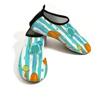 Mexpekil Scarpe da spiaggia da donna e uomo, antiscivolo, a piedi nudi, ad asciugatura rapida, calzini da acqua traspiranti per surf in piscina, Strisce Meduse, 38.5/39.5 EU
