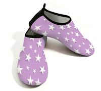 Mexpekil Scarpe da spiaggia da donna e uomo, antiscivolo, a piedi nudi, ad asciugatura rapida, calzini da acqua traspiranti per surf in piscina, Stelle Bianche Viola, 41/42 EU