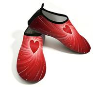 Mexpekil Scarpe da spiaggia da donna e uomo, antiscivolo, a piedi nudi, ad asciugatura rapida, calzini da acqua traspiranti per surf in piscina, Turbinio Cuore Rosso, 41/42 EU