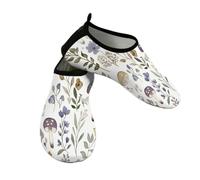 Mexpekil Scarpe da spiaggia da donna e uomo, antiscivolo, a piedi nudi, ad asciugatura rapida, calzini da acqua traspiranti per surf in piscina, Funghi e Fiori di campo, 42.5/43 EU