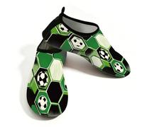 Mexpekil Scarpe da spiaggia da donna e uomo, antiscivolo, a piedi nudi, ad asciugatura rapida, calzini da acqua traspiranti per surf in piscina, Pallone da calcio verde, 37/38 EU