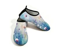 Mexpekil Scarpe da spiaggia da donna e uomo, antiscivolo, a piedi nudi, ad asciugatura rapida, calzini da acqua traspiranti per surf in piscina, Arte floreale viola, 38.5/39.5 EU