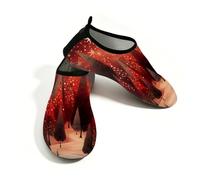Mexpekil Scarpe da spiaggia da donna e uomo, antiscivolo, a piedi nudi, ad asciugatura rapida, calzini da acqua traspiranti per surf in piscina, Galassia Alberi di Natale, 42.5/43 EU