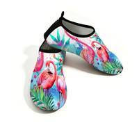 Mexpekil Scarpe da spiaggia da donna e uomo, antiscivolo, a piedi nudi, ad asciugatura rapida, calzini da acqua traspiranti per surf in piscina, Fenicottero rosa tropicale, 41/42 EU