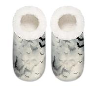 Mexpekil Scary Halloween pipistrelli pantofole da donna Fuzzy House Slipper antiscivolo scarpe per donne uomini signore, Pipistrelli spaventosi di Halloween, XX-Large largo