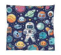 Mexpekil Sciarpa leggera con stampa alla moda con testa quadrata, astronauta, pianeta Ufo alieno come sciarpa di seta satinata, bandana per avvolgere i capelli, grandi sciarpe quadrate 59,9 cm