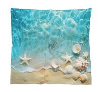 Mexpekil Sciarpa quadrata da donna con stella marina e conchiglia, sciarpa in seta satinata, bandana da spiaggia, sciarpa leggera, sciarpa da collo, 60 x 60 cm