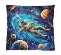 Mexpekil Sciarpe leggere Sciarpa con testa quadrata con stampa alla moda, astronauta che nuota nello spazio pianeti come sciarpa di seta satinata bandana avvolgere i capelli grandi sciarpe quadrate