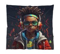 Mexpekil Sciarpe leggere Sciarpa con testa quadrata con stampa alla moda, bel ragazzo nero che ama la musica come sciarpa di seta satinata bandana avvolgere i capelli grandi sciarpe quadrate 59,9 cm