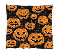 Mexpekil Sciarpe leggere Sciarpa con testa quadrata con stampa alla moda, zucca di Halloween con volto di fantasma malvagio arancione cartone animato come sciarpa di seta satinata bandana avvolgere