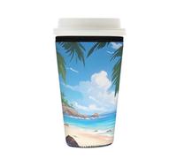 Mexpekil Sea Beach - Manicotto riutilizzabile per bevande calde e fredde, in neoprene, per bevande calde e fredde, adatto per bevande da 470 a 510 ml