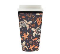 Mexpekil Sea Ocean Animal Turtle - Manicotto riutilizzabile per bevande calde e fredde, in neoprene, per bevande da 623,7 a 680,4 g