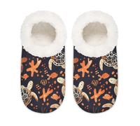 Mexpekil Sea Ocean Animal Turtle Pantofole da donna Fuzzy House Slipper antiscivolo per donne uomini signore, Tartaruga animale oceano marino, XX-Large largo