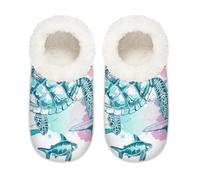 Mexpekil Sea Ocean Turtle Starfish Pantofole da donna Fuzzy House Slipper antiscivolo per donne uomini signore, Sea Ocean Tartaruga Stella Marina Pesce, Large