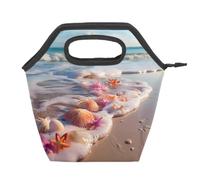 Mexpekil Sea Sand Beach Seashell Borsa per il pranzo isolata riutilizzabile impermeabile a prova di perdite Tote per bambini adulti scuola ufficio picnic