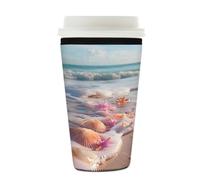 Mexpekil Sea Sand Beach Seashell - Manicotto riutilizzabile per bevande calde e fredde, in neoprene, per bevande da 623,7 a 680,4 g