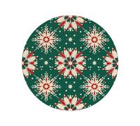 Mexpekil Set di 1 tovaglietta rotonda natalizia con fiocchi di neve, resistenti al calore, impermeabili, per cucina e sala da pranzo