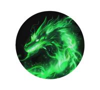 Mexpekil Set di 1 tovagliette rotonde con drago verde fuoco, resistenti al calore, impermeabili, per cucina e sala da pranzo