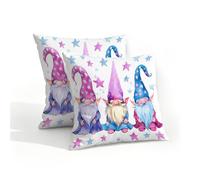 Mexpekil Set di 2 federe colorate con tre gnomi e stelle, 40 x 40 cm, impermeabili, per patio, giardino