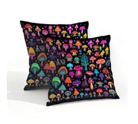 Mexpekil Set di 2 federe per cuscini 45 x 45 cm, con stampe di funghi magici, impermeabili, decorative per divano