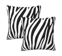 Mexpekil Set di 2 federe per cuscini, 50 x 50 cm, motivo zebrato bianco e nero, motivo zebrato, morbide, decorative, quadrate, per decorare la casa, per divano e camera da letto