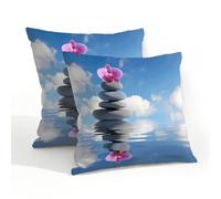 Mexpekil Set di 2 federe per cuscini giapponesi in pietra zen, 50 x 50 cm, impermeabili, per esterni, 50,8 x 50,8 cm, per patio e giardino