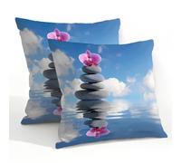 Mexpekil Set di 2 federe per cuscini giapponesi in pietra zen, 55 x 55 cm, impermeabili, per esterni, 55,9 x 55,9 cm, per patio e giardino