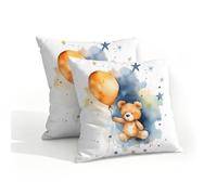 Mexpekil Set di 2 federe per cuscino 40 x 40 cm, con palloncini e orsi, impermeabili, decorative per divano