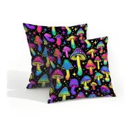 Mexpekil Set di 2 federe per cuscino con motivo fungo colorato al neon, 40 x 40 cm, impermeabili, per esterni, 40,6 x 40,6 cm, per patio e giardino