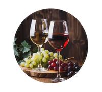 Mexpekil Set di 2 tappetini per mouse rotondi in gomma con base antiscivolo per bicchiere da vino rosso uva 20 cm