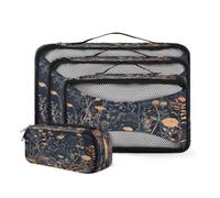 Mexpekil Set di 4 cubi da imballaggio colorati con fiori selvatici per valigie, organizer da viaggio, sacchetti di compressione, organizer per bagagli, per famiglia, vacanze, viaggi d'affari