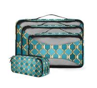 Mexpekil Set di 4 cubi da imballaggio per valigie, organizer da viaggio, sacchetti a compressione, organizer per bagagli, per famiglia, vacanze, viaggi d'affari