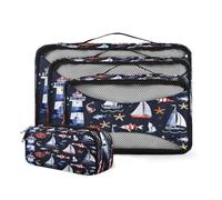Mexpekil Set di 4 cubi da imballaggio per valigie, organizer da viaggio, sacchetti a compressione, organizer per bagagli, per famiglia, vacanze, viaggi d'affari