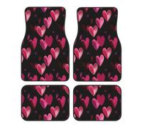 Mexpekil Set di 4 tappetini universali per auto, con cuori rosa rossi, rosa, neri, antiscivolo, per tutte le stagioni, per SUV, furgoni, camion, decorazione interna