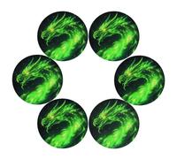 Mexpekil Set di 6 tovagliette rotonde con drago di fuoco verde astratto, resistenti al calore, impermeabili, per cucina e sala da pranzo