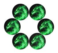 Mexpekil Set di 6 tovagliette rotonde con drago verde fuoco, resistenti al calore, impermeabili, per cucina e sala da pranzo