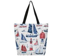 Mexpekil Ships Lighthouses Canvas Tote Bag per le donne ragazze borse della spesa riutilizzabili borse della spesa grandi borse da donna borsa a tracolla multiuso