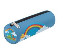 Mexpekil Simpatico astuccio per matite con dinosauro colorato arcobaleno, astuccio per penne e pennarelli, per bambini, ragazzi e ragazze, astuccio cilindrico rotondo per forniture scolastiche