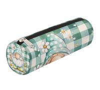 Mexpekil Simpatico gnomo _ Margherita Fiore Teal Plaid Astuccio per Ragazze Ragazzi Cancelleria Pouch Organizer Piccolo Borsa per la Scuola per Studenti Ufficio