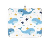 Mexpekil Simpatico tappetino scolapiatti a forma di balena, 40,6 x 45,7 cm, assorbente da cucina, tappetino scolapiatti ad asciugatura rapida, tappetino da bar