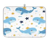 Mexpekil Simpatico tappetino scolapiatti a forma di balena, 45,7 x 61 cm, assorbente da cucina, tappetino scolapiatti ad asciugatura rapida, tappetino da bar