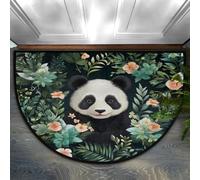 Mexpekil Simpatico zerbino a semicerchio con panda, tappetino antiscivolo per porta d'ingresso, tappeti da pavimento per camera da letto, bagno, cucina, tappetini decorativi, 91,4 x 61 cm
