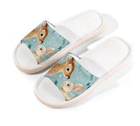 Mexpekil Sliders - Pantofole estive da donna, con punta aperta, per interni ed esterni, con foglie d'inverno, coniglietto con cervo, Coniglio di cervo carino foglie invernali, 37.5/38.5 EU