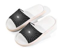 Mexpekil Sliders - Pantofole estive da donna, con punta aperta, per interni ed esterni, motivo ragnatela bianca e nera per Halloween, Nero Bianco Ragnatela Halloween, 37.5/38.5 EU