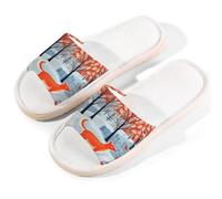 Mexpekil Sliders - Pantofole estive da donna, con punta aperta, per interni ed esterni, motivo: volpe con neve, Arte Pittura Neve Fox, 40/41 EU