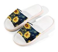 Mexpekil Sliders - Pantofole estive da donna, con punta aperta, per interni ed esterni (pittura artistica con girasole floreale), Pittura artistica Girasole Flore, 37.5/38.5 EU